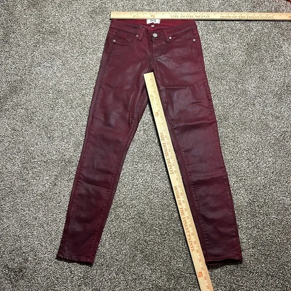 Paige verdugo ankle Shiraz silk coated skinny ankle jeans denim deep red wine - Picture 4 of 15